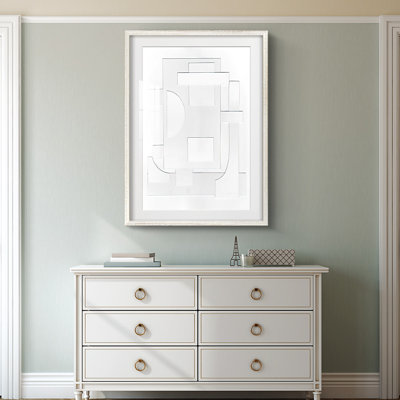 White Geometric II -Framed Print