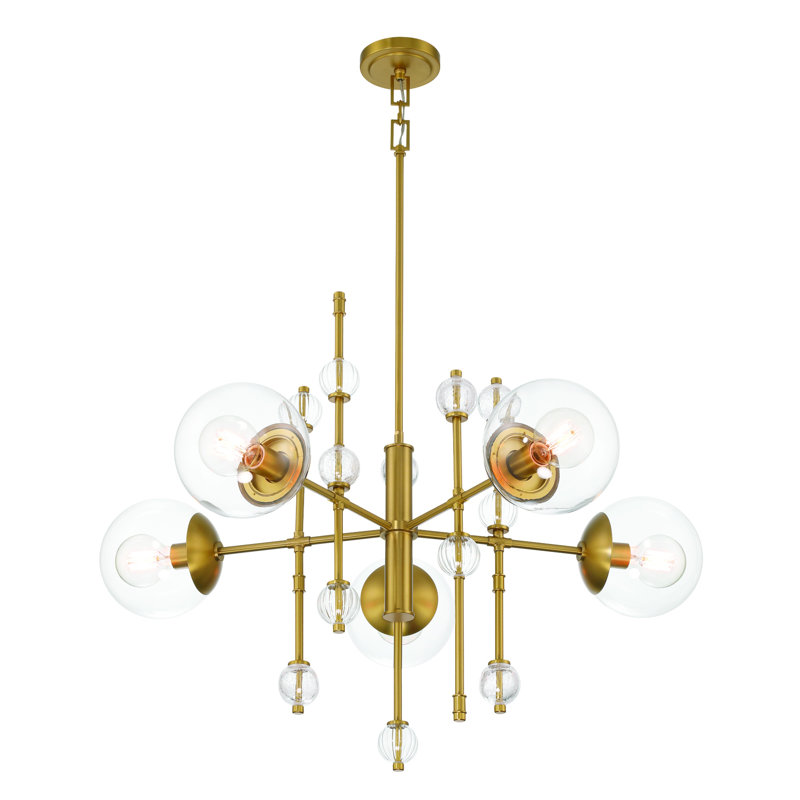 TRAITON 5-Light 36" Chandelier (Gold/Clear)