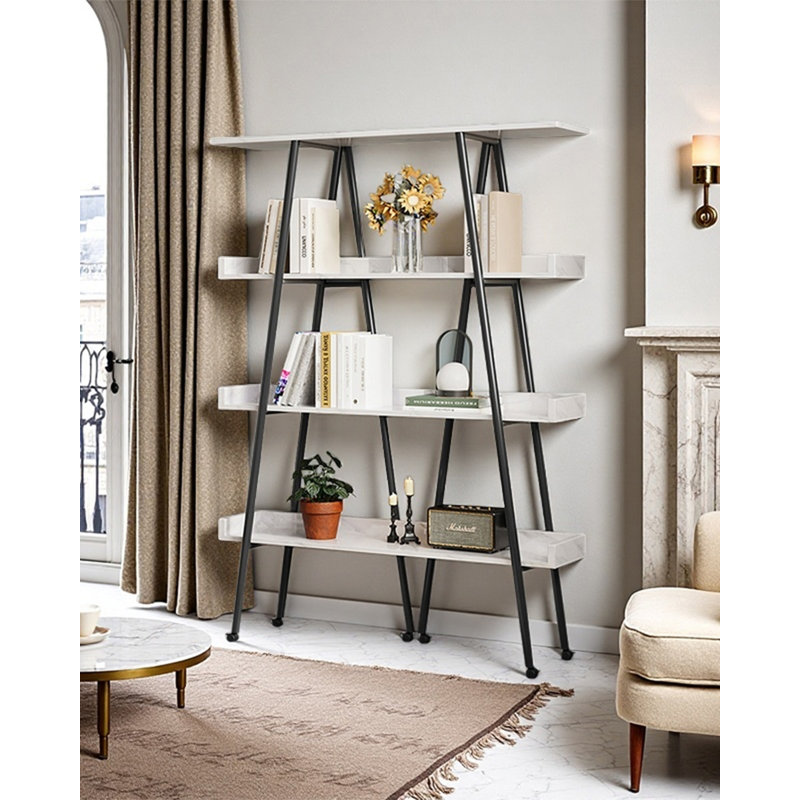Bibliothèque moderne et moderne, H 59,1 po x l 55,1 po x P 11,8 po, Blanc