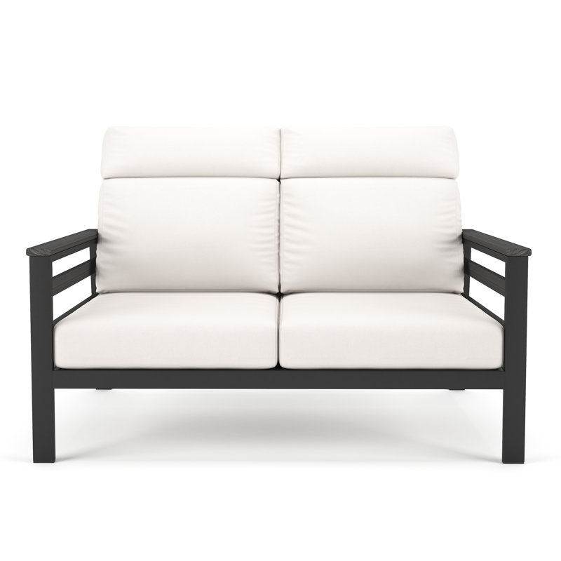Causeuse d'extérieur en métal avec coussin Sunbrella Townsend, Gris, Toile blanche