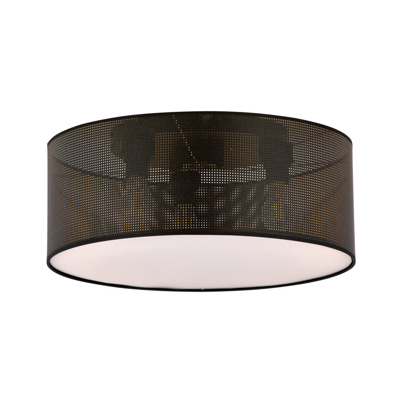 Leonardville Fabric Flush Mount, Black/Gold, 21cm H x 50cm W x 22cm D