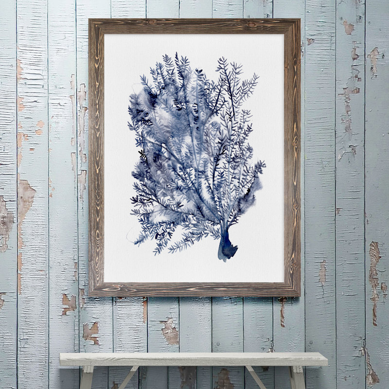 «Seaweed Under Water II», reproduction sur verre encadrée, H 28 po x l 38 po x 1,25 po, Encadré toile espresso