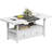 2-Tier Coffee Table With Storage Shelf And 2 Drawers, 46'' Rectangular Centre Table Wood Top For Living Room Reception Room, Metal Frame, Easy Assembly, Oak-1831627718