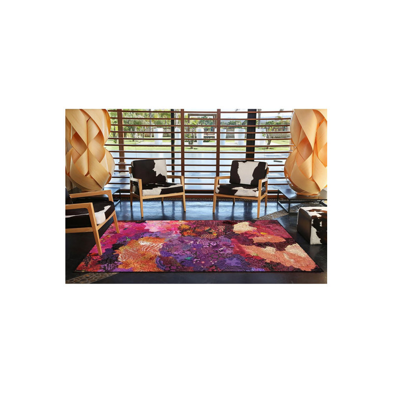 Tapis décoratif tissé à motif floral lavable à la machine, Sous-tapis rond 3 pi 11 po inclus