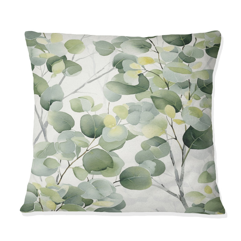 Coussin décoratif blanc blanc vert Minimalisme Eucalyptus Essence IV