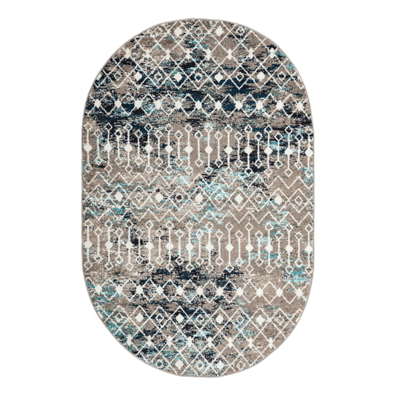 Somerville Mona, Ovale 5 pi 3 po x 8 pi, Gris te bleu