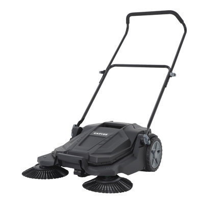 Manual push sweeper 65 cm sweeping width – quiet, no electricity – 19L collection container – foldable, adjustable handle – perfect for garage, patio, walkway, garden – black/red
