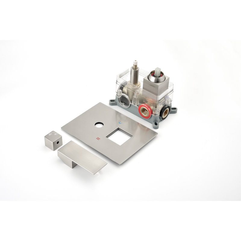 Two - Function Solid Brass Shower Diverter Valve With 2 Entrances And Balanced Filter, Rough In Handle Brushed Nickel Outlets 1/2 Standard Thread, Replacement