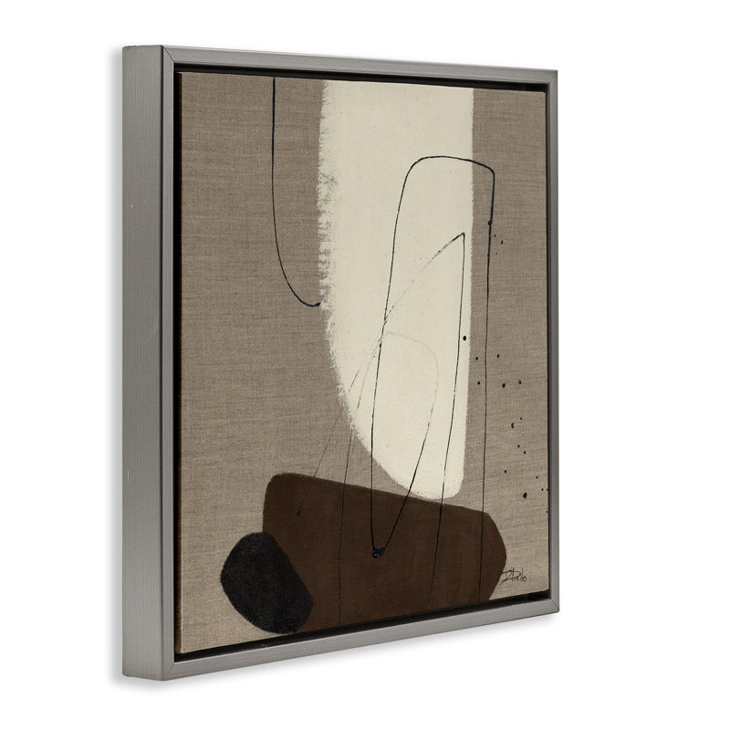 Art mural sur toile, formes naturelles et oblongues par Patricia Pinto, Cadre flottant gris lustré, H 18 po x l 18 po