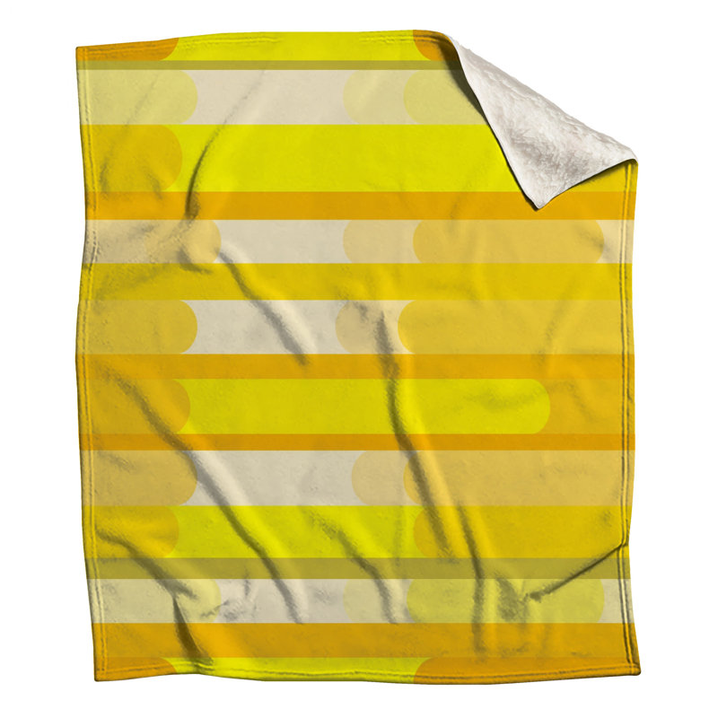 Yellow Stripes Fleece Throw Blanket - Pattern Throws for Sofas or Beds, 60in W x 80in H