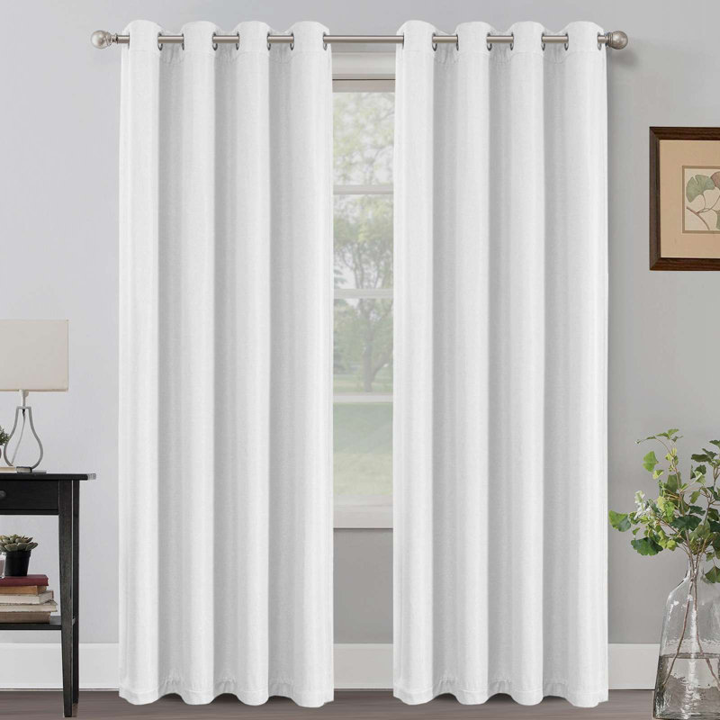 Rideau occultant en lin pour chambre à coucher / salon avec œillets isolants et isolants en lin à aspect lin primitif