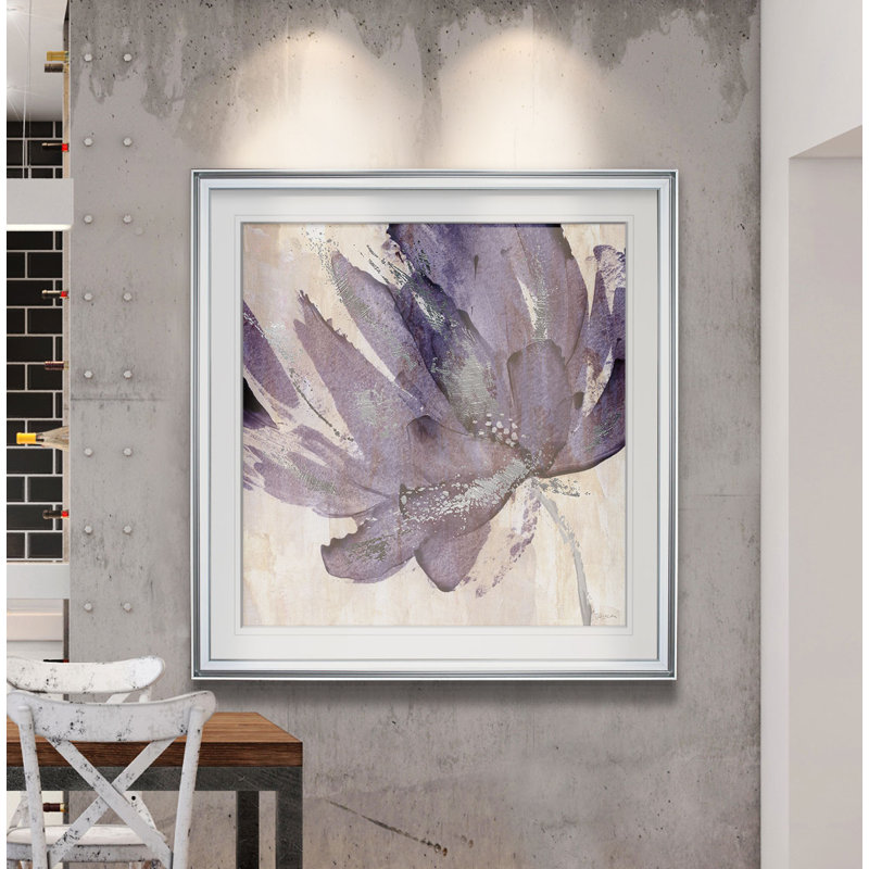 «Mauve» - reproduction d'art, H 16 po x l 16 po, Cadre doré, Argent argent