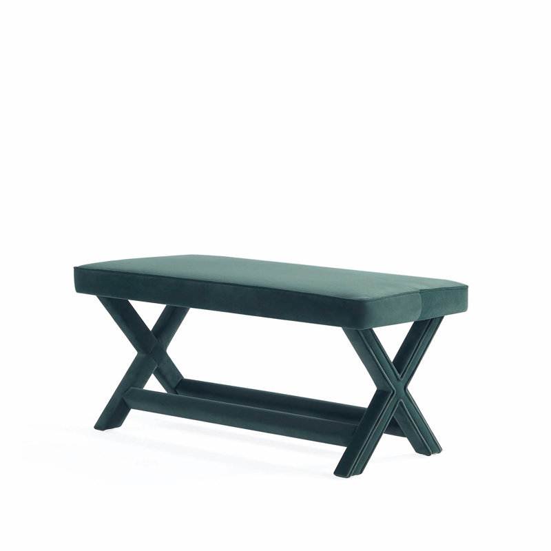 Faulkwoods Velvet Ottoman, Green