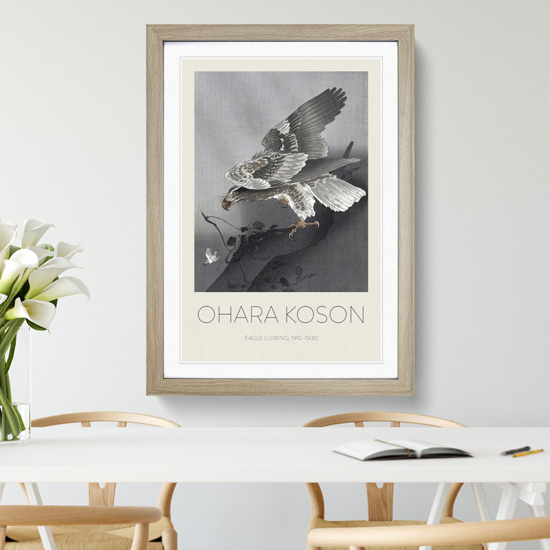 Eagle Hunting by Ohara Koson - Single Picture Frame Print, Oak Framed, 65cm H x 48cm W x 2cm D