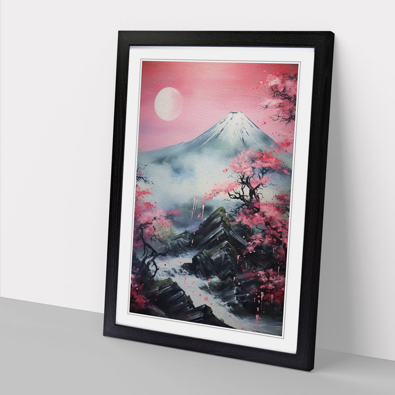 Japanese Mountains Abstract - Framed Print, Black Framed, 34cm H x 25cm W x 2cm D