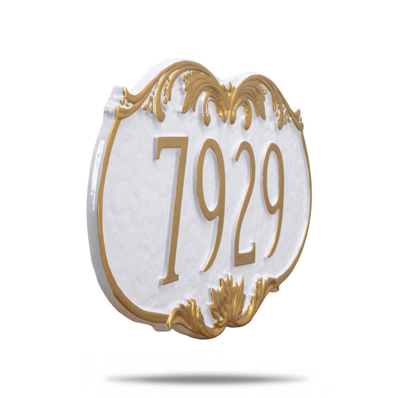 Plaque d’adresse murale sur 1 ligne charlesto, Gris / Blanc