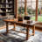63" Farmhouse Solid Wood Executive Desk