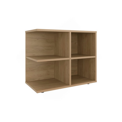 Buffet Royal Console avec 2 portes et tablettes ouvertes, unité de rangement polyvalente, chêne naturel