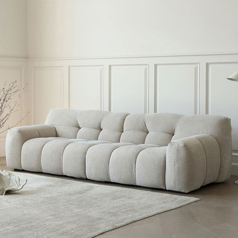 Canapé modulaire gris en coton et lin, H 27,95 po x l 118,11 po x P 40,55 po
