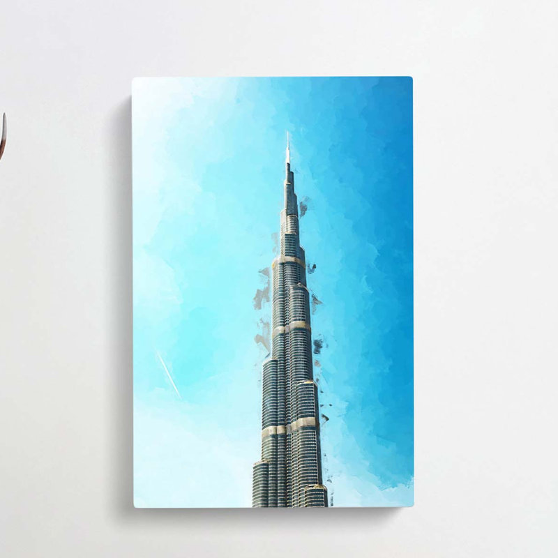 Point Of The Burj Khalifa In Dubai In Abstract - Wrapped Canvas, 50cm H x 35cm W x 3cm D