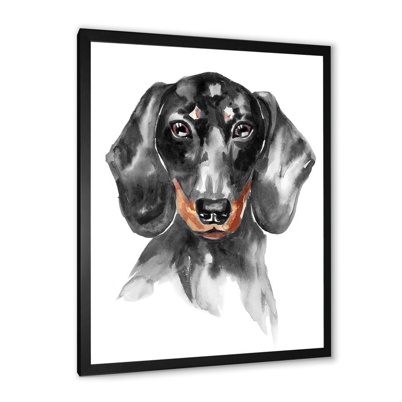 Sweepy The Dachshund I - on, Impression noire sur toile encadrée, H 32 po x l 16 po x P 1 po
