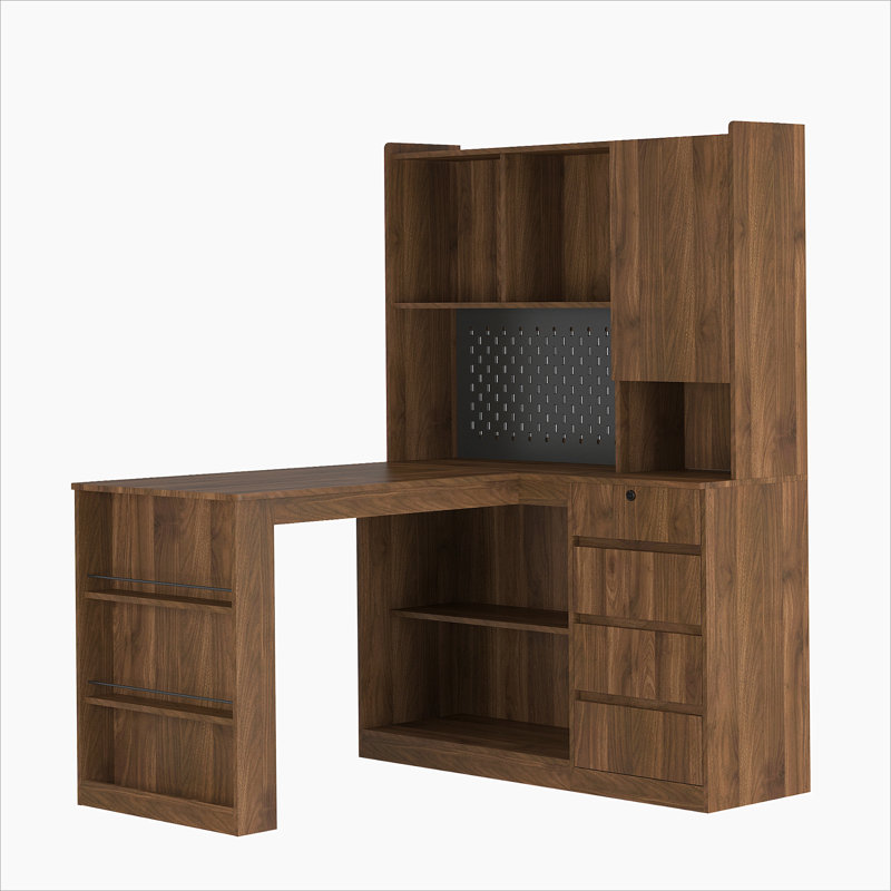 L Shaped Desk with Charger,Computer Desk with Drawers,Bookshelf, with LED Light,Modern Corner Desk,Home Office Desk,L-Shaped Study Table Writing Desk,Corner Gaming Computer Desk with Storage