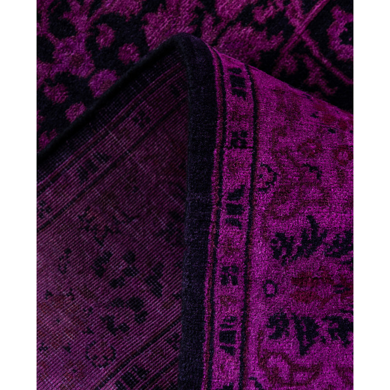 Overdyed Hand-Knotted Wool Modern-Contemporary Purple Runner 2' 7" x 18' 8"