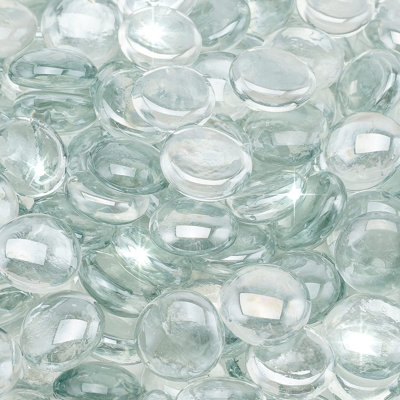 10-Pound Fire Glass Beads - 1/2 Inch Luster Fire Glass Drops For Fireplace Fire Pit | Gas Log Sets | Landscaping | Fish Tank, Crystal Ice Luster