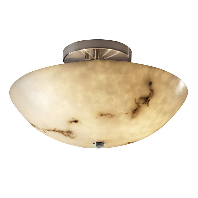 Plafonnier semi-encastré 1 lumière DEL 14 po, Nickel brossé