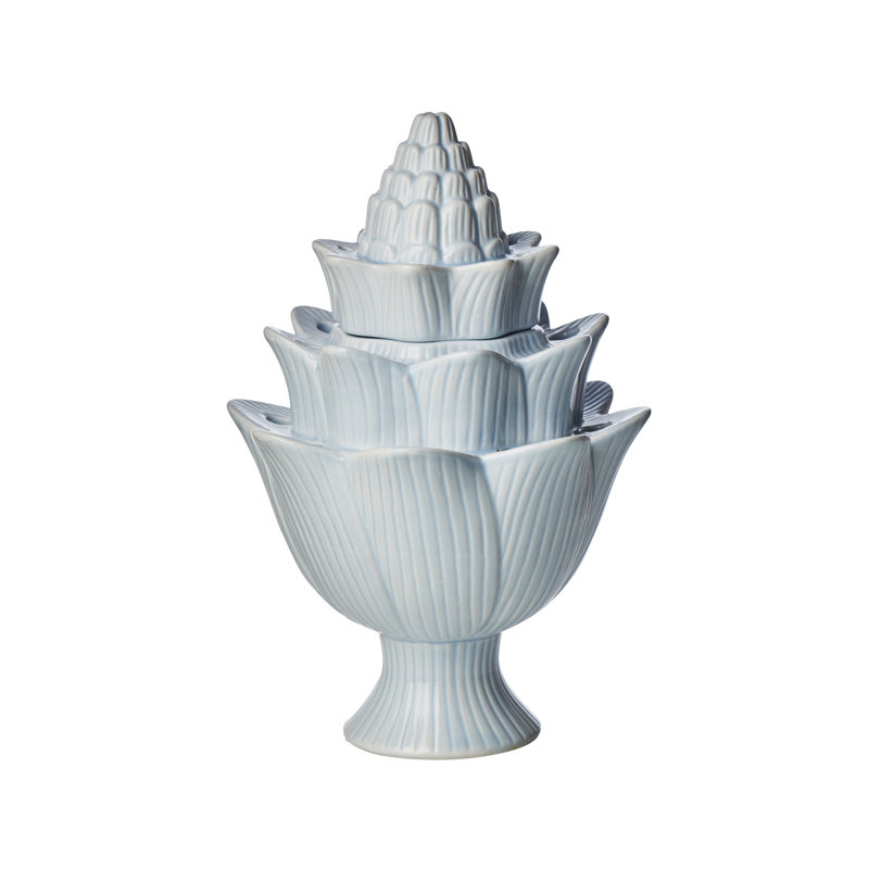 Light Blue Ceramic Trumpet Tulipiere Table Vase