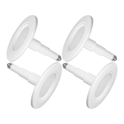 Jolux 5/6 Inch 5000K Daylight Retrofit LED Recessed Lighting 4 Pack, Super Bright Dimmable Functional Can Light, 800LM, 12W=60W, E26 Base, Height Adjustable, Flat Trim, ETL Damp Rated, Easy Installation Downlight