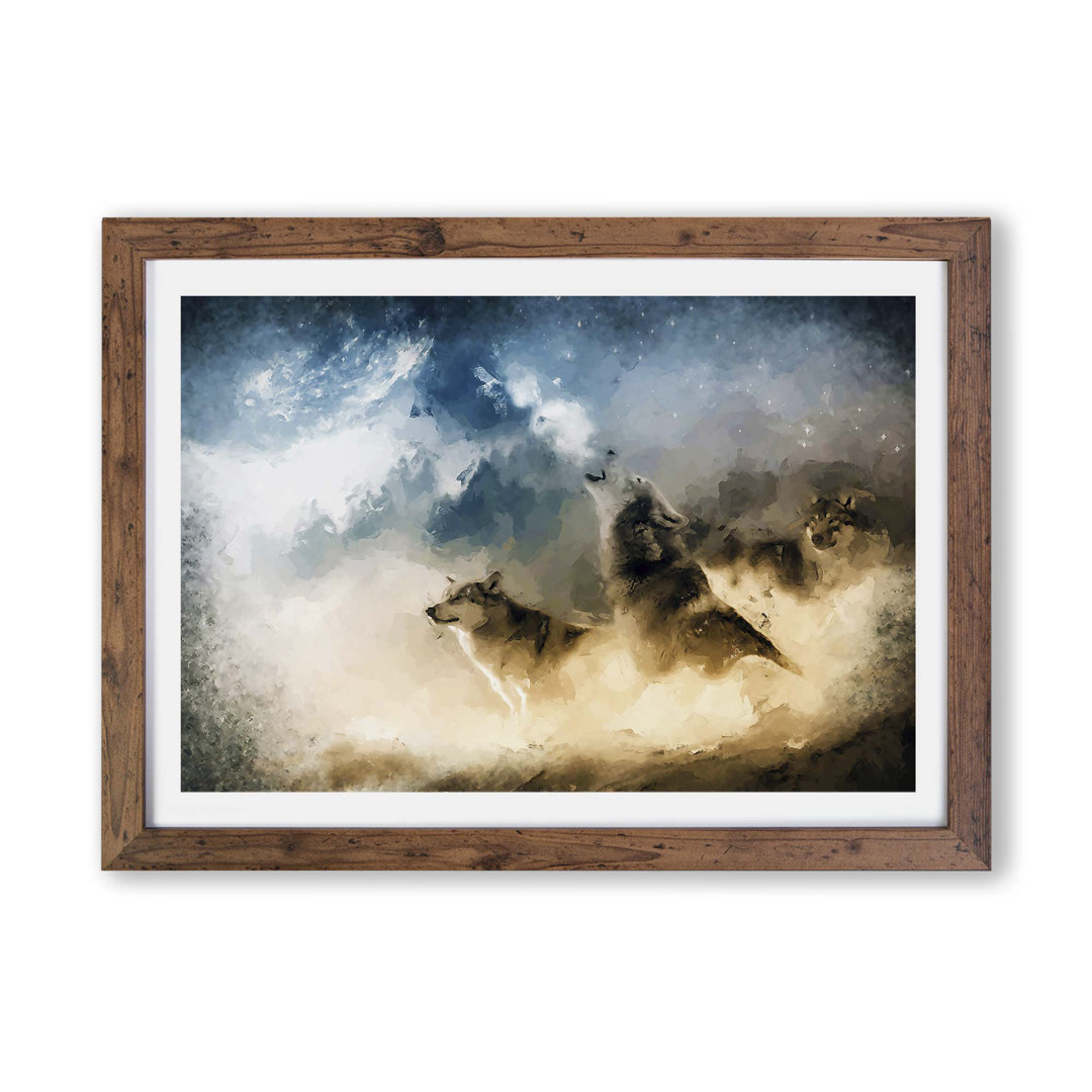 Wolves Howling in the Forest - Framed Print