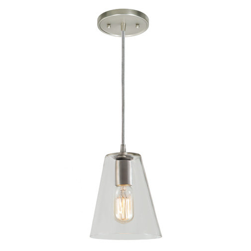 Baptiste 1 - Light Single Pendant, 8" H x 6" W, Pewter