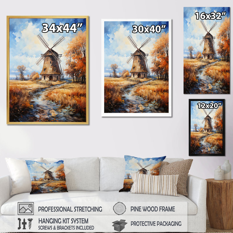 Vangogh The Old Mill, encadré sur toile par Vincent Van Gogh, peinture, Cadre naturel flottant, 32" H x 24" W