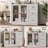 43" Modern Sideboard  Buffet Cabinetwith Guardrail, Adjustable Shelves, and 3 Drawers-468319938