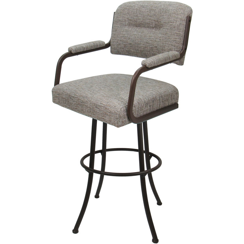 Tabouret de comptoir pivotant de 26 po Huba, Tabouret de comptoir (siège d'une hauteur de 26 p, Gris clair, Crème, crème