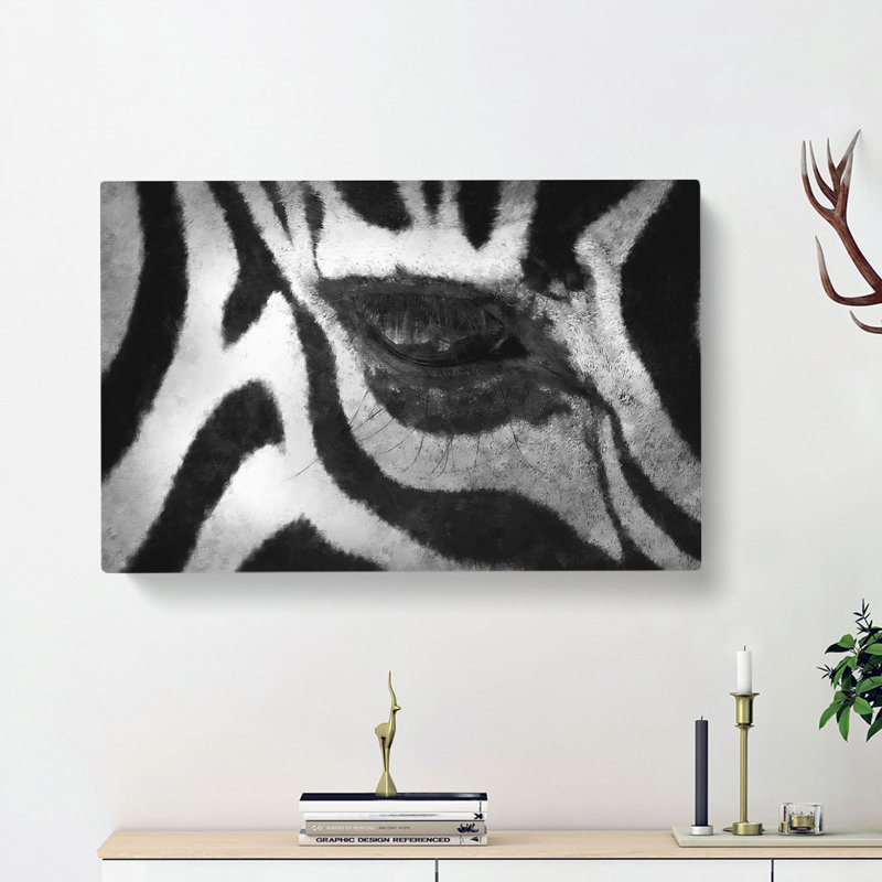 The Eye Of A Zebra - Wrapped Canvas Painting, 50cm H x 76cm W x 3cm D