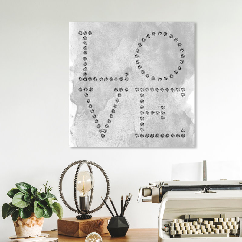 « love diamants », art textuel sur toile, H 12 po x l 12 po x P 2 po
