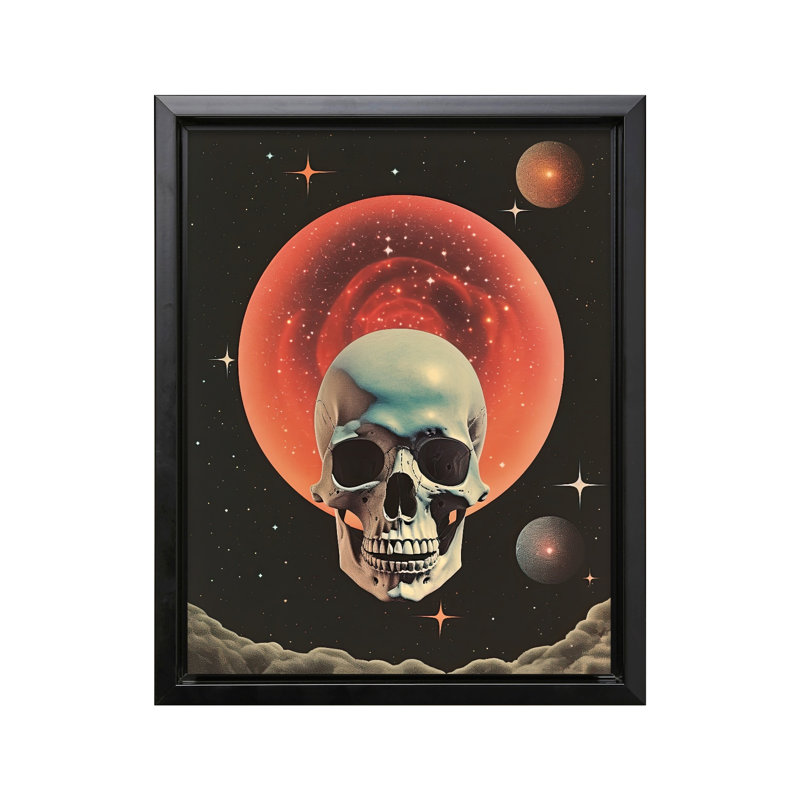 Crâne psychédélique, 16"H x 20"W, Canvas, Black Framed