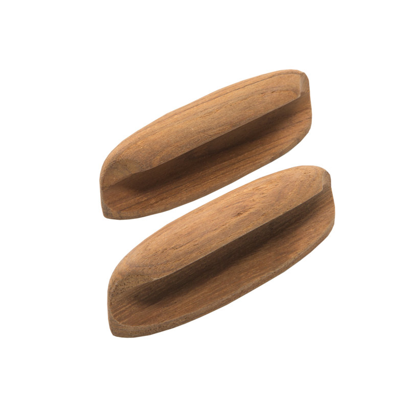 Ensemble de deux poignées de tiroir ovales en bois brun