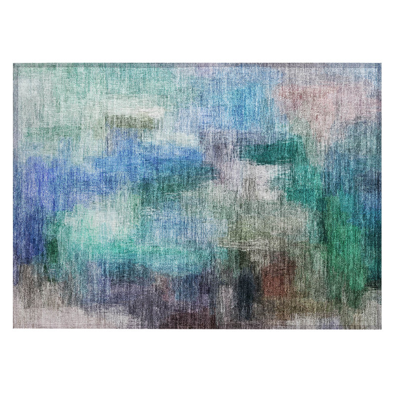 Machine Washable Indoor/Outdoor Chantille ACN2738 Modern Rug, 1'8" x 2'6", Teal