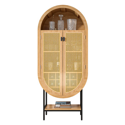 Wine Cabinet with Rattan Door
