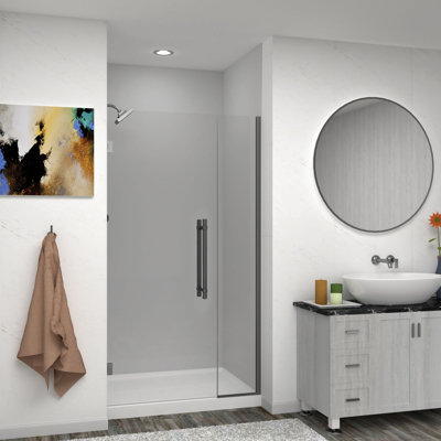 Transolid Elizabeth 42.5-in W x 76-in H Hinged Shower Door with Clear Glass