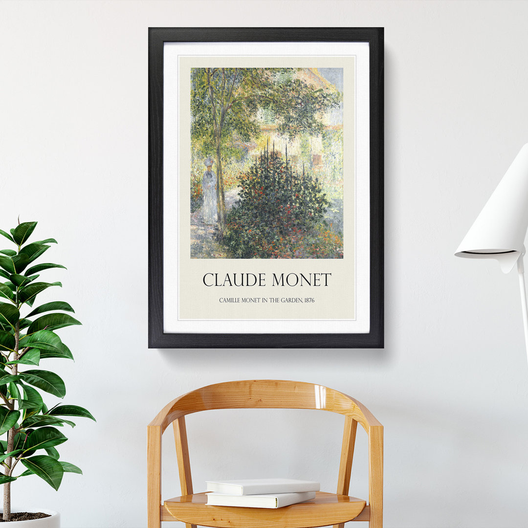 Camille in the Garden at Argenteuil by Claude Monet - Framed Print