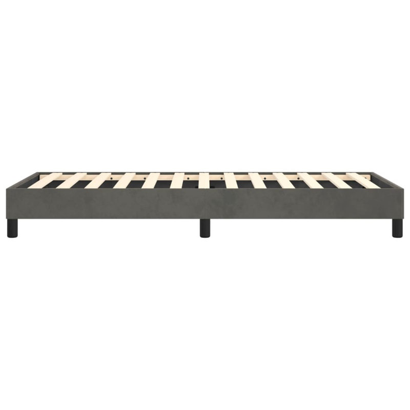 Box Spring Bed Frame Dark Grey Twin XL Velvet , Dark Gray, Twin XL