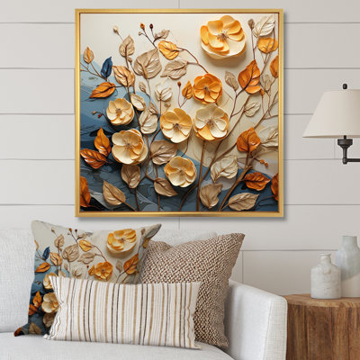 Feuilles d'or et d'orange dans la brise sur toile
