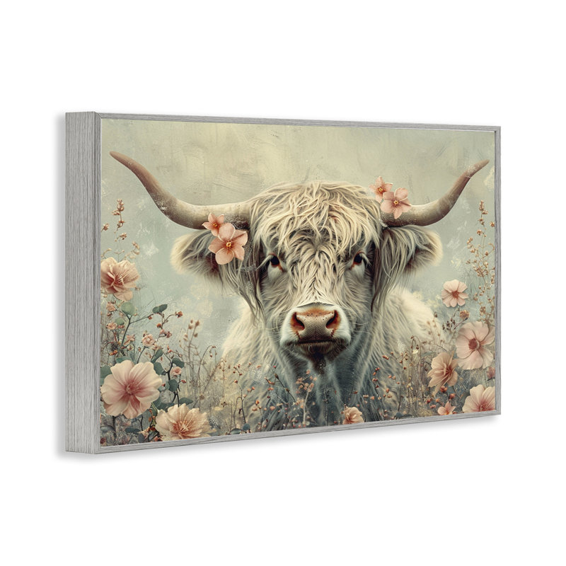Vache avec fleurs de cerisier, estampe numérique par LSR Design Studio, Estampe numérique Farmhouse, H 16 po x l 24 po