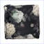 Pouf carré grand repose-pieds - Coussin de sol | Imprimé de fleurs noires