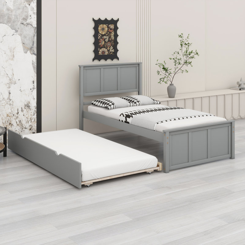 Lit plateforme avec lit gigogne, Grey