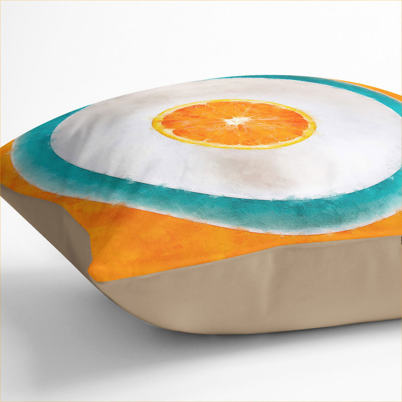 Orange Circles Painting Square Throw Cushion, 40cm H x 40cm W x 15cm D, Stone